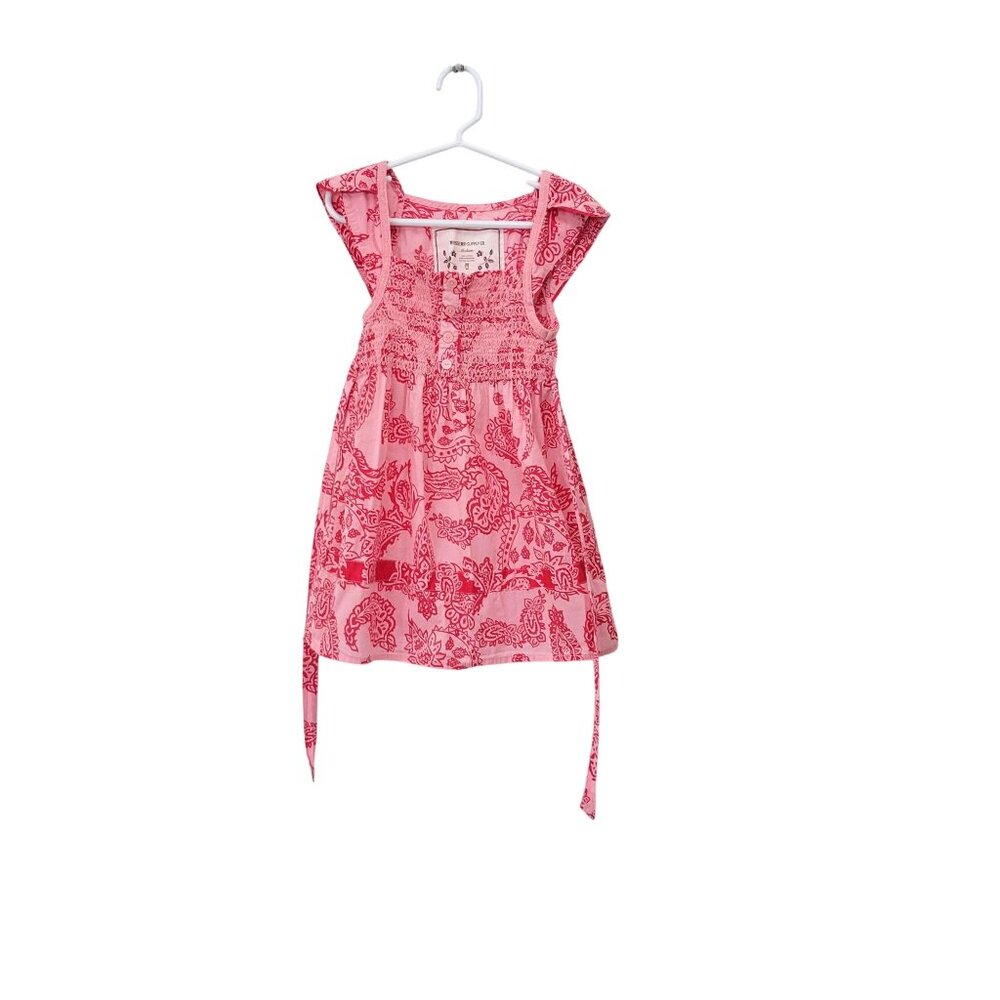 Mossimo Supply Co. Pink & Red Floral Print Smocked Waist Toddler Size M 100% Cot